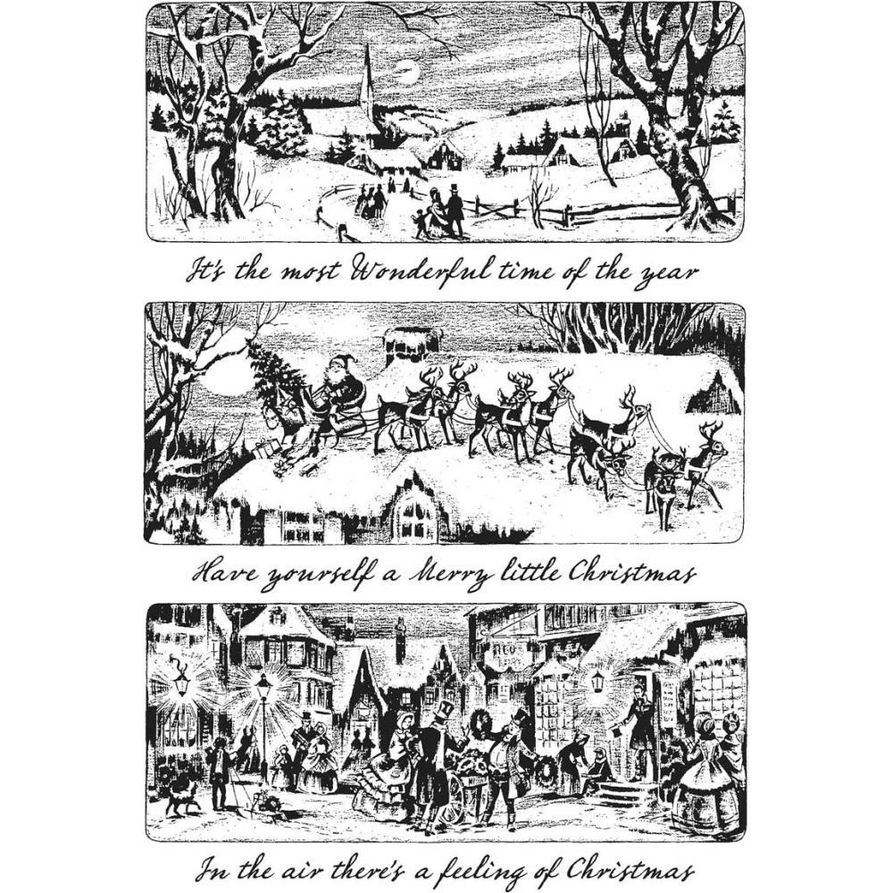 Tim Holtz 7"x8.5" Cling Stamp: Holiday Scenes (CMS425)-Only One Life Creations