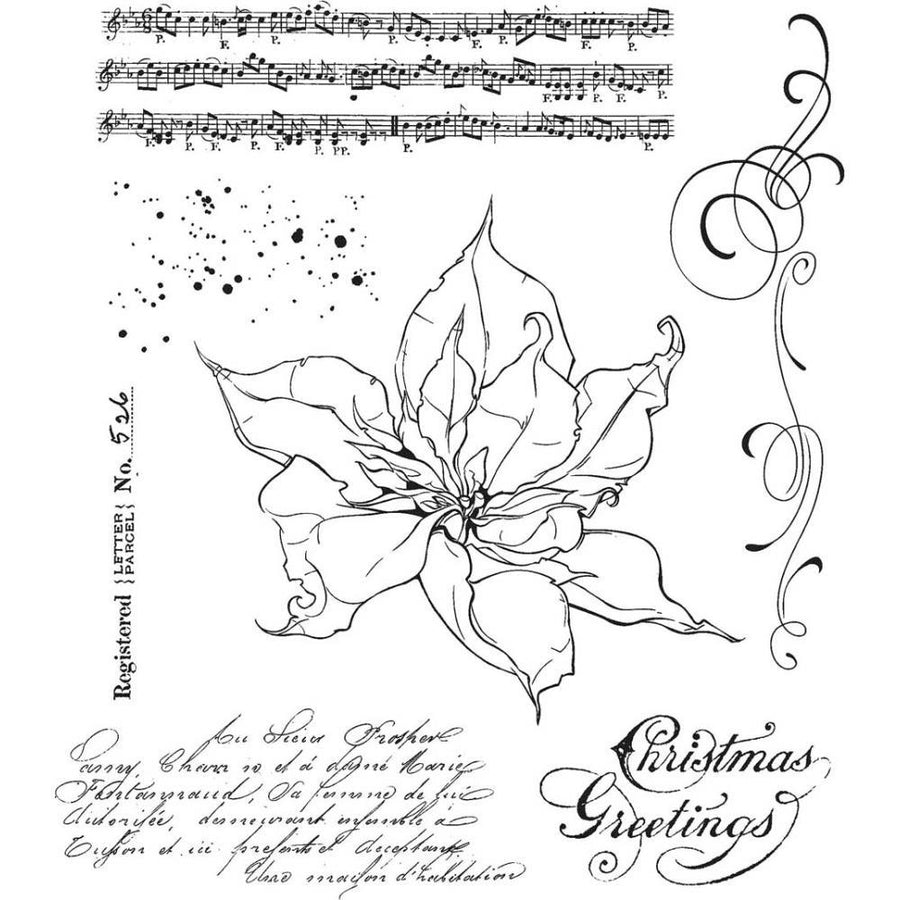 Tim Holtz 7"x8.5" Cling Stamp: The Poinsettia (CMS426)-Only One Life Creations