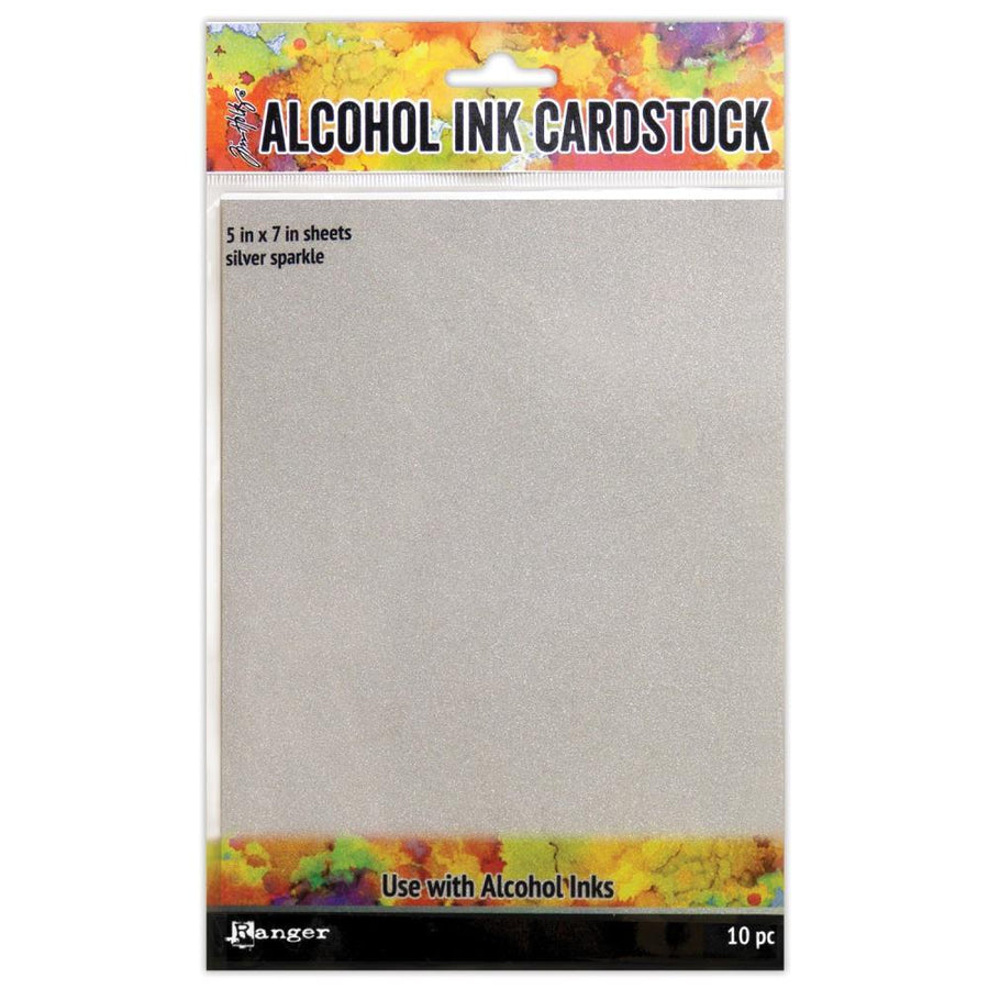 Tim Holtz Alcohol Ink Cardstock: Silver Sparkle (TAC65500)-Only One Life Creations
