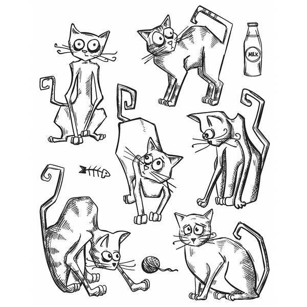 Tim Holtz cling stamp set: Crazy Cats (CMS251)-Only One Life Creations