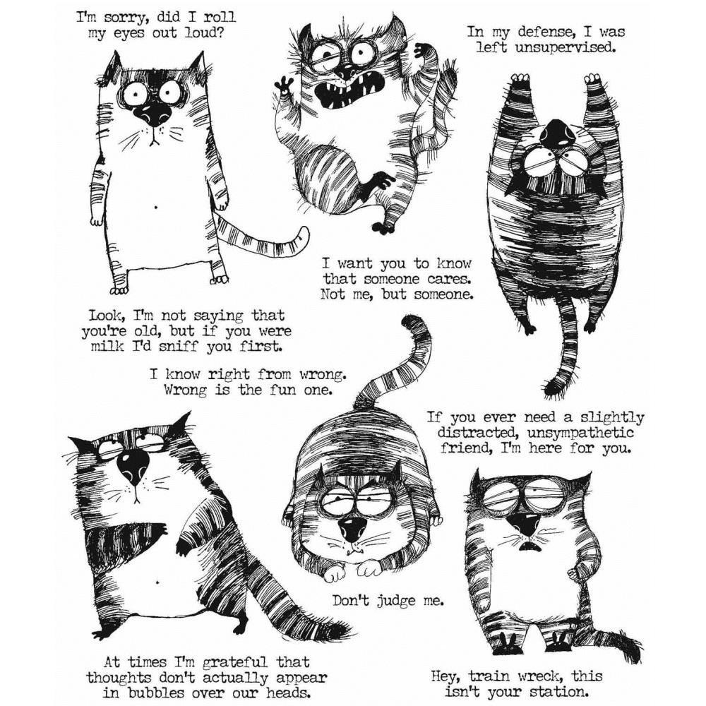 Tim Holtz Cling Stamps 7"x8.5": Snarky Cat (CMS392)-Only One Life Creations