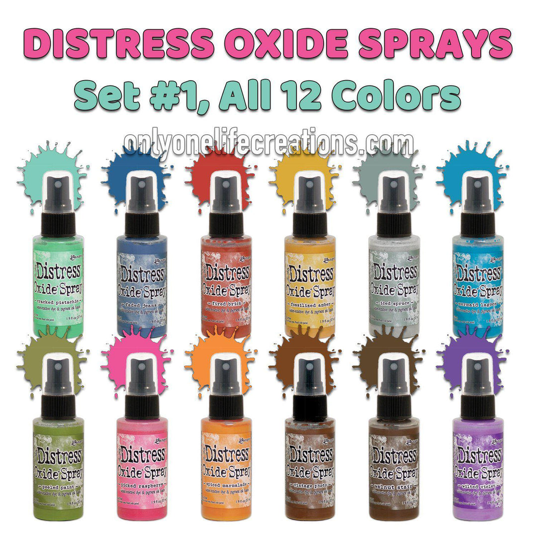 Tim Holtz Distress Oxide Sprays, Set #1, All 12 Colors-Only One Life Creations