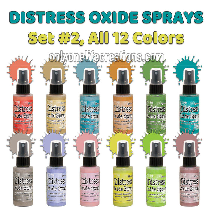 Tim Holtz Distress Oxide Sprays, Set #2, All 12 Colors-Only One Life Creations