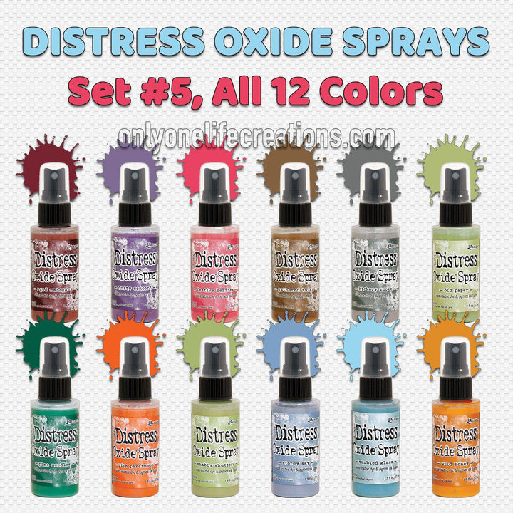 Tim Holtz Distress Oxide Sprays, Set #5 (Oct '19), 12 Color Bundle-Only One Life Creations