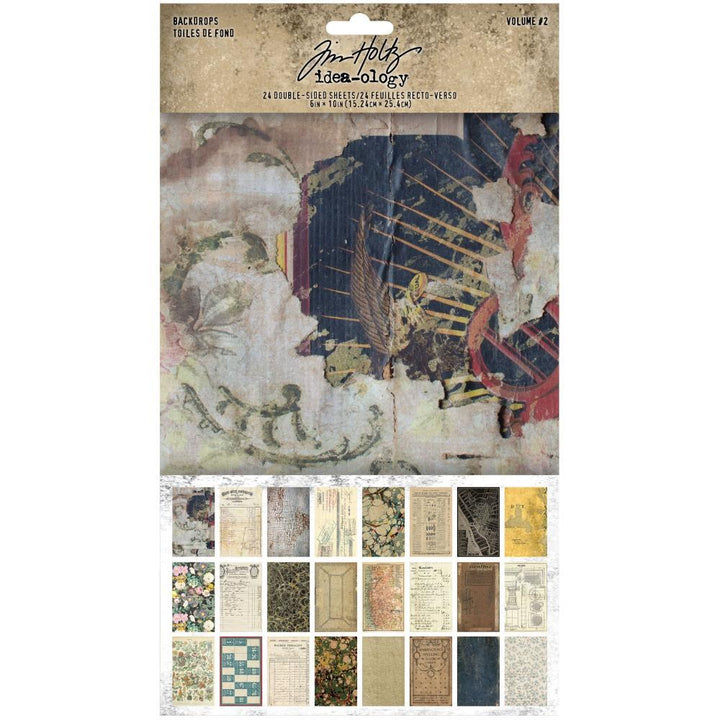 Tim Holtz Idea-Ology 6"x10" Backdrops Double Sided Cardstock: Volume #2 (TH94118)-Only One Life Creations