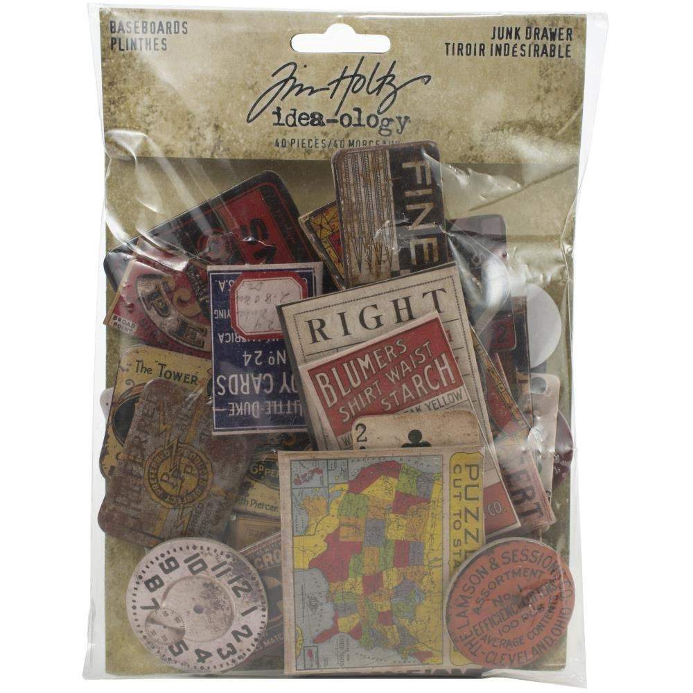 Tim Holtz Idea-Ology Chipboard Baseboards: Junk Drawer, 40/Pkg (TH94044)-Only One Life Creations