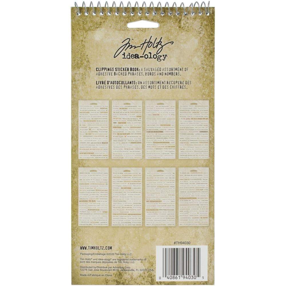 Tim Holtz Idea-ology Clippings Sticker Book 4.5"x8.75" 622/Pkg (TH94030)-Only One Life Creations