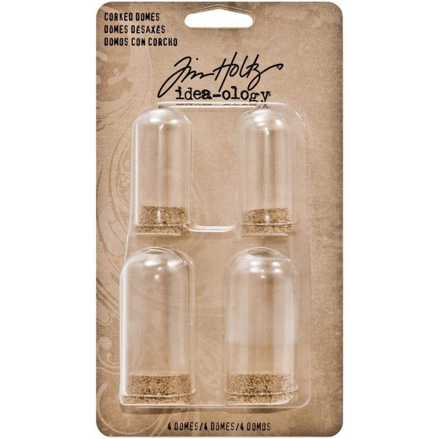 Tim Holtz Idea-Ology: Corked Glass Domes, 4/Pkg (TH93092)-Only One Life Creations