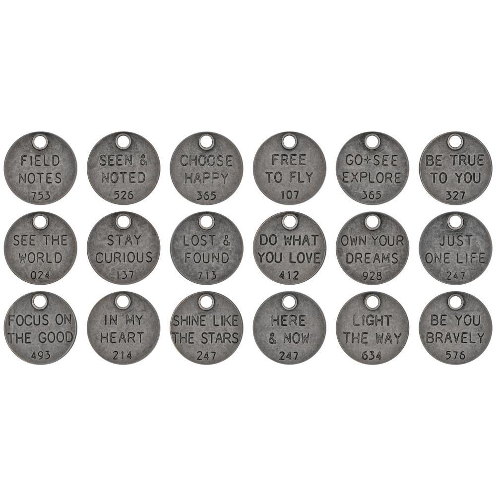 Tim Holtz Idea-ology Metal Adornments 18/Pkg: Thought Tokens (TH94024)-Only One Life Creations