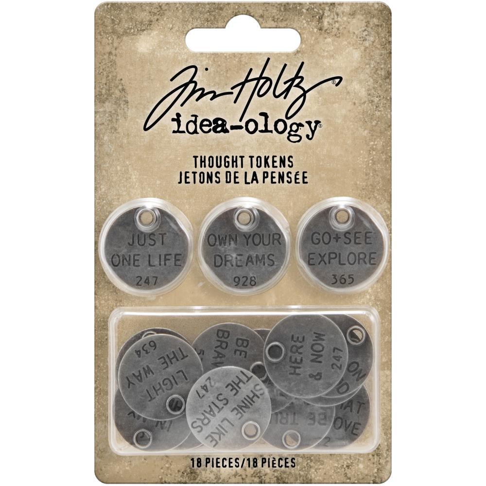 Tim Holtz Idea-ology Metal Adornments 18/Pkg: Thought Tokens (TH94024)-Only One Life Creations