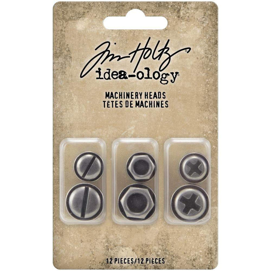 Tim Holtz Idea-Ology Metal Adornments 6/Pkg: Machinery Heads (TH94038)-Only One Life Creations
