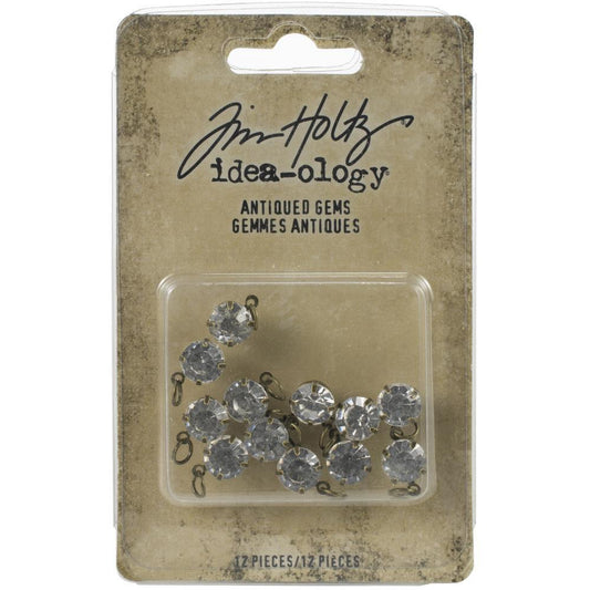 Tim Holtz Idea-ology Metal Adornments: Antiqued Gems, 12/Pkg (TH94033)-Only One Life Creations