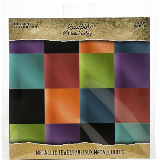 Tim Holtz Idea-ology Paper Stash Kraft Metallic Paper Pad 8"X8": Jewels (TH93781)-Only One Life Creations