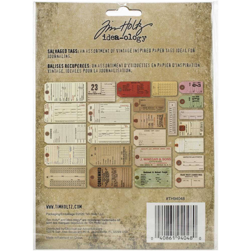 Tim Holtz Idea-Ology: Salvaged Tags 25/Pkg (TH94048)-Only One Life Creations