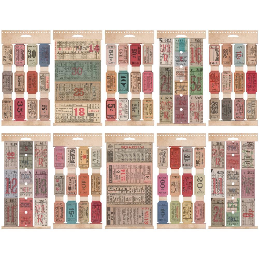 Tim Holtz Idea-Ology Stickers 335/Pkg: Ticket Book (TH94036)-Only One Life Creations