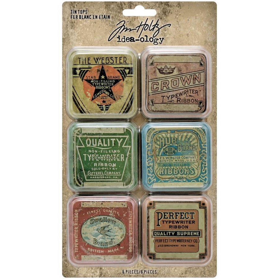 Tim Holtz Idea-Ology Tin Tops 6/pkg (TH94128)-Only One Life Creations