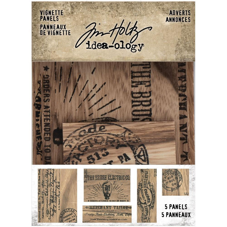 Tim Holtz Idea-Ology Wooden Vignette Panels: Adverts (TH94124)-Only One Life Creations