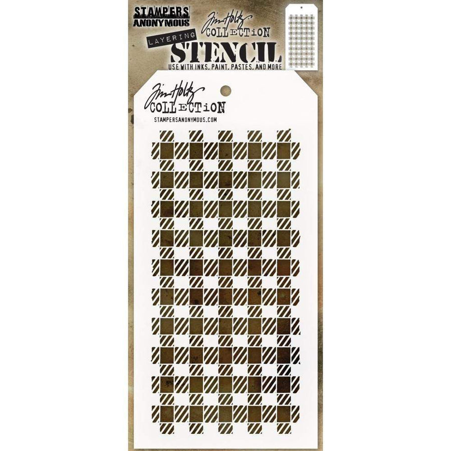 Tim Holtz Layering Stencil: Gingham, by Stampers Anonymous (THS134)-Only One Life Creations