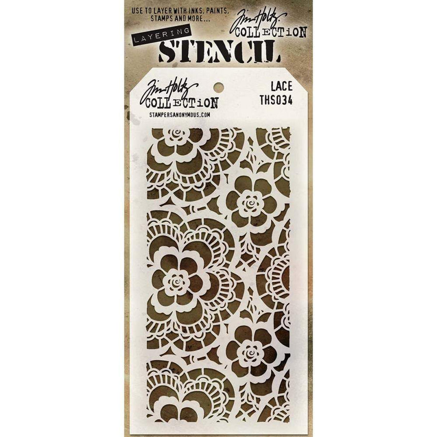 Tim Holtz Layering Stencil: Lace, by Stampers Anonymous (THS034)-Only One Life Creations