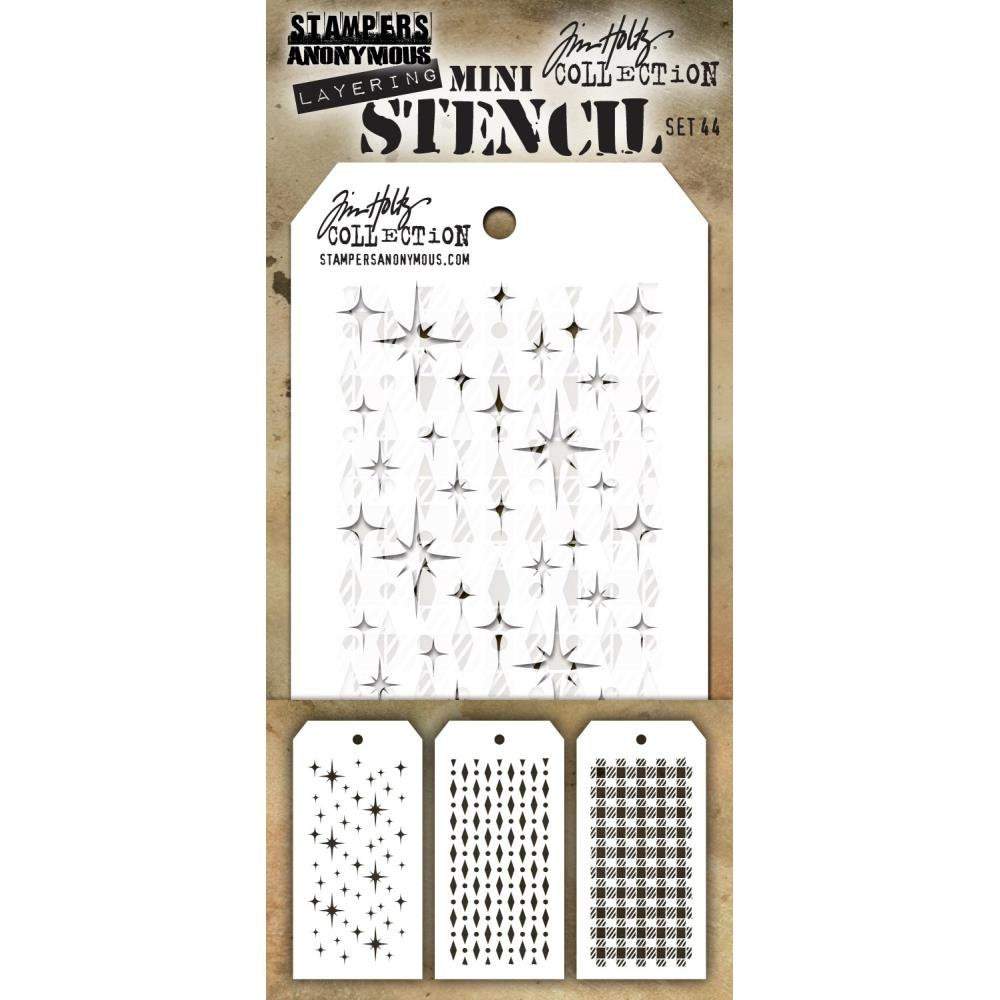Tim Holtz Mini Layering Stencil Set #44, by Stampers Anonymous (MTS44)-Only One Life Creations