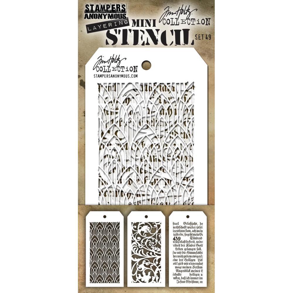 Tim Holtz Mini Layering Stencil: Set #49, 3/Pkg (MTS49)-Only One Life Creations