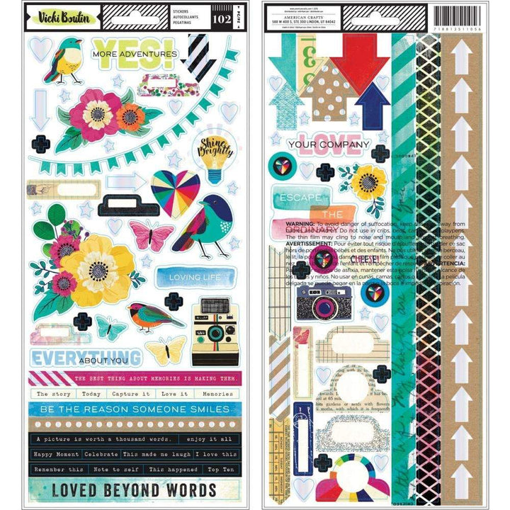 Vicki Boutin Color Kaleidoscope Collection Stickers: Accents & Phrases, 102 Pkg (351105)-Only One Life Creations