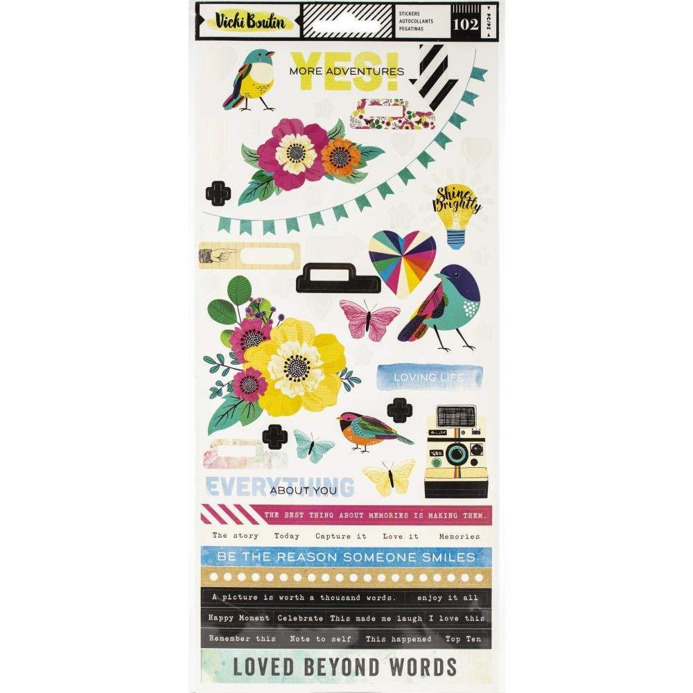 Vicki Boutin Color Kaleidoscope Collection Stickers: Accents & Phrases, 102 Pkg (351105)-Only One Life Creations